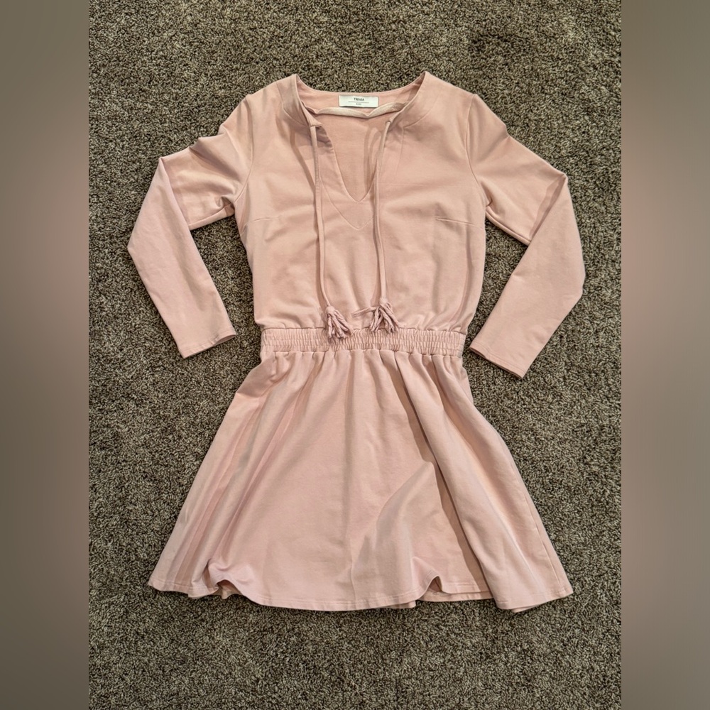 WOMENS M, TRIVIA BASIC, light pink, soft long sleeve dress